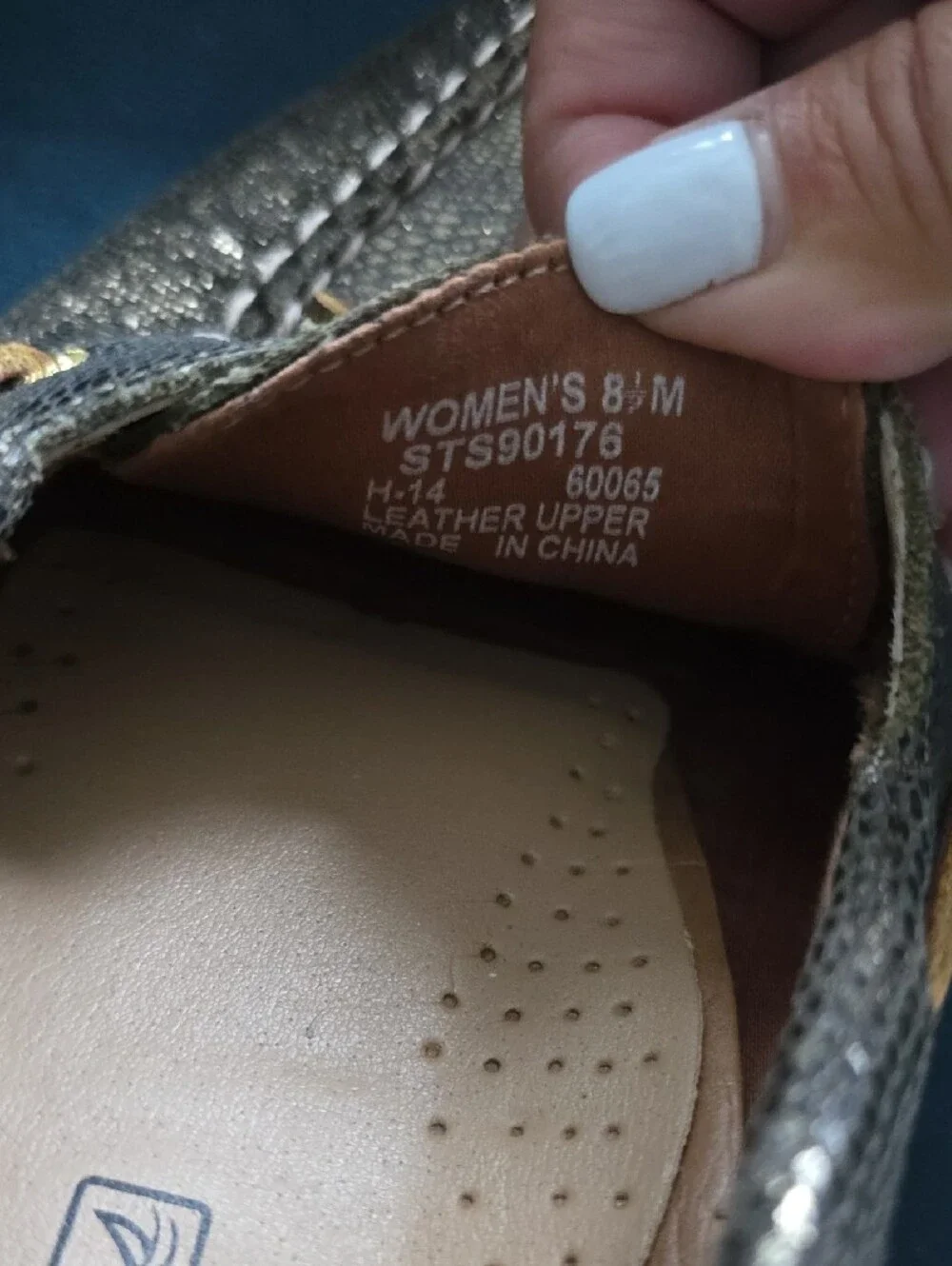 Sperry Brown/Gold Canvas and Tan Leather Lace Boat Shoes